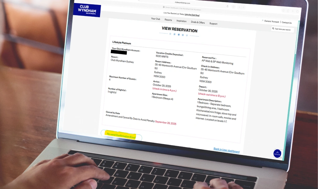 Resend Booking Confirmation
